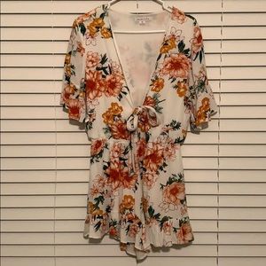 Low Cut Floral Romper